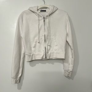 ❣️CLOSET CLEAN OUT❣️ Brandy Melville Cropped White Zip-up Hoodie